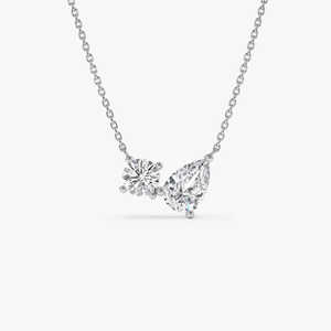 Collier classique de bijoux fins 14K pour femmes diamant rond en forme de poire cultivé en laboratoire pour de belles femmes - Product Image 1
