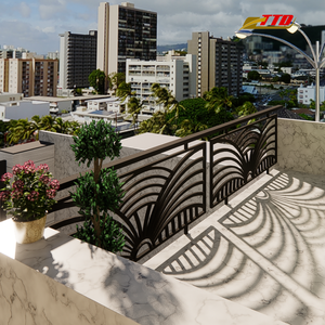 Panneaux de garde-corps de balcon en fer forgé finition extérieure enduite de poudre conception personnalisée résistante à l'eau faite au Vietnam pour la décoration - Product Image 4