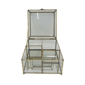 <b>Jewellery</b> <b>Box</b> <b>Glass</b> and Brass With Silver Plating Customized Product for Wedding Decoration Handmade Bulk - Product Image 1