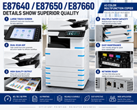 Copieur multifonction couleur A3 reconditionné E87640 E87650 E87660, 40 50 60 ppm, imprimante/scanner recto verso, machine de bureau