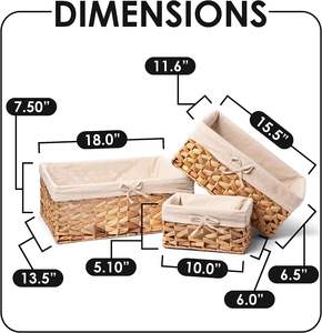 Meilleures ventes de paniers de rangement en jacinthe d'eau tissés à la main: ensemble naturel et décoratif pour l'organisation du salon - Product Image 4