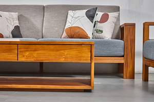 Mesa de Centro Rectangular de Teca Sostenible de Estilo Clásico Moderno y Simple para Sala de Estar, Muebles para el Hogar - Product Image 4