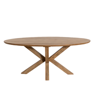 Table à manger pliante en bois massif de forme ovale, écologique, durable, avec plateau en bois de manguier épais, pieds en bois en forme d'araignée, design naturel