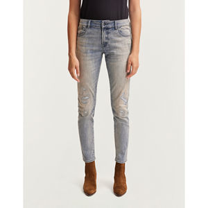 Pantalones vaqueros ajustados transpirables de algodón cómodos para mujer, pantalones vaqueros ajustados para novia, pantalones vaqueros para mujer, bolsillos con logotipo en la cintura, estilo informal - Product Image 3