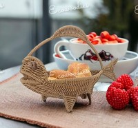 Panier de rangement créatif en bambou tressé en forme de poisson, à un seul niveau, écologique, décoration d'intérieur pour cuisine et salon, brun clair