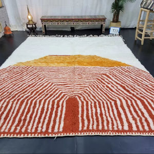 Increíble alfombra marroquí Beniourain naranja rayado hecho a mano área bereber lana Funky alfombras baño alfombra para su hogar - Product Image 1