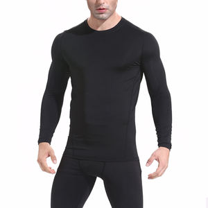 Camisetas Deportivas de Manga Larga para Hombre, de Algodón y Elastano, con Logotipo Personalizado, Diseño Sólido, Dobladillo Curvo, para Fitness y Running - Product Image 4