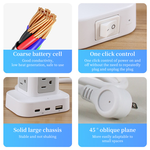 可堆叠塔式电涌保护器电源板 1.5m 延长线 12 个交流电源插座 6 个 USB-A/C 端口 IP67 10A 医院用铜插头 - Product Image 6