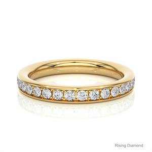 0,35 CTW corte redondo laboratorio crecido diamante media eternidad conjunto boda banda oro blanco aniversario regalo anillos CVD tipo de producto - Product Image 6