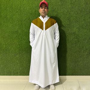 Ensemble de thobe marocain pour hommes grande taille de haute qualité, uni, séchage rapide, respirant, vente en gros, vêtements musulmans arabes islamiques en coton - Product Image 1