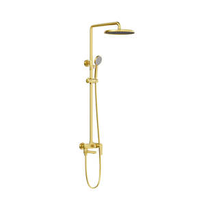 HERA Rainshower System with Single-lever <b>Shower</b> Mixer <b>Set</b> 8203 Matt Gold Round Rain <b>Shower</b> Head - Product Image 5