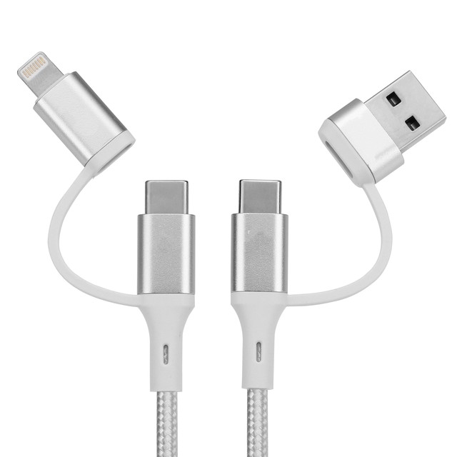 High Quality 1m PD 60W USB Cable 4-in-1 Type-C Micro 8Pin Nylon Fast Charging for Mobile Phones