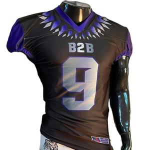 Jersey de fútbol americano bordado de talla grande, pantalones de sublimación elásticos transpirables, fotos reales cortas, paquetes hechos en Pakistán - Product Image 1