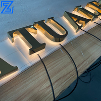 Huruf Stainless Steel Berkualitas Tinggi dengan Lampu Latar Belakang, Cat Berkualitas Tinggi, Logo 3D, Tanda LED untuk Dinding