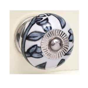 Perilla de cerámica con diseño de flores Grises Modernas, perilla de armario, muebles de tocador, armario, cajón, perillas de tocador de cocina - Product Image 1