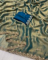 Dernier créateur traditionnel Fendy Silk Saree Indian Fashion Digital Print avec broderie Work Exclusive Fancy Party Wear