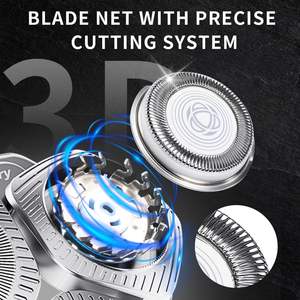 Cabezales de Repuesto para Afeitadora Eléctrica de Triple Cuchilla, Resistentes al Agua IPX7, con Fuente de Alimentación USB, Lavables, para Afeitadoras Rotatorias, Color Plateado - Product Image 4