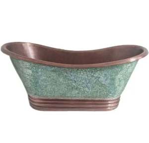 อ่างอาบน้ำนิกเกิลขัดเงาภายในด้วยกระเบื้องโมเสคด้านนอกสำหรับห้องน้ำรองเท้าแตะทองแดงเคลือบเงาแบบเดี่ยวและคู่ทันสมัย - Product Image 6