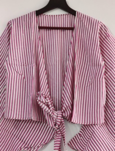 Top court pour femme en coton 100% fait main, à nouer, confortable, décontracté, bohème, manches cloche, long, vêtement d'extérieur d'été, rapide - Product Image 3