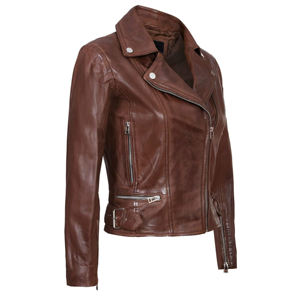 Veste d'hiver élégante à motif de lettres pour femmes en cuir véritable de haute qualité avec décoration de boutons Caractéristique chauffante - Product Image 6
