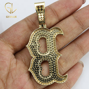 เครื่องประดับสุดหรูดีไซน์ใหม่สไตล์ฮิปฮอปชุบทองด้วยเพชรโมอิสซาไนท์จี้ประดับตัวอักษรเริ่มต้น - Product Image 2