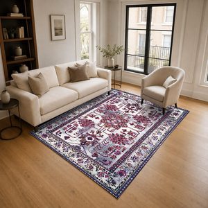 <b>RUGS</b> DEPOT LXDP-0566 Wholesale Pink Plum Traditional Anatolian Digital Printed Machine Washable Chenille Area <b>Rug</b> <b>Non</b> <b>Slip</b> - Product Image 2