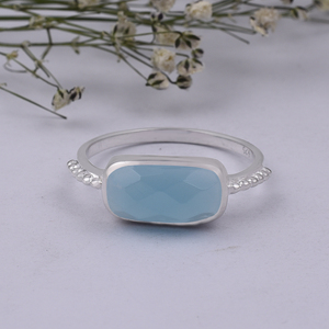 Bague en argent sterling 925 Aqua Calcedony Gemstone Dernière conception à la mode pour les fêtes de mariage et les cadeaux - Product Image 2