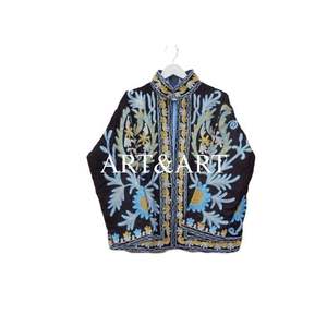 <b>Velvet</b> Artisan Hand Embroidered Suzani Quilted <b>Jacket</b> Floral Design 100% Cotton Woven Fabric Eco-Friendly Quick Autumn Winter - Product Image 1
