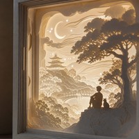 Boîte à ombres hexagonale en papier découpé au laser, diorama multicouche, emballage cadeau, lanterne décorative