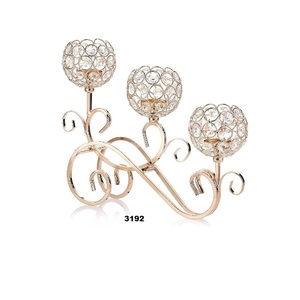 Bougeoir chauffe-plat à 3 bras en cristal Bougeoirs en cristal Bougeoir votif en cristal pour table à manger Décoration de la maison - Product Image 2