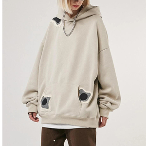 Sudaderas con capucha con logotipo personalizado, sudaderas sueltas coreanas, 100% algodón bordado, sudaderas con capucha de gran tamaño para mujer - Product Image 2