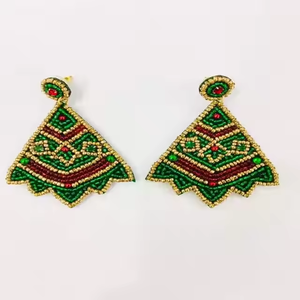 ต่างหูอินเดียแฮนด์เมดลูกปัดเมล็ดมาร์ดิกราส์สำหรับผู้หญิงงานฝีมือ MD - Product Image 3