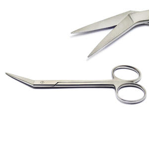 Tijeras Angulares Iris de Acero Inoxidable de 14 cm, Instrumento Quirúrgico Manual para Suturas, Recorte de Encías y Vendajes, Duradero - Product Image 6
