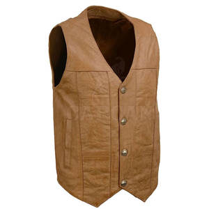 Chaleco de invierno sin mangas personalizable para hombre, tejido de punto de alta calidad, decoración de botones de cuero Vintage, logotipo personalizado a prueba de viento - Product Image 1