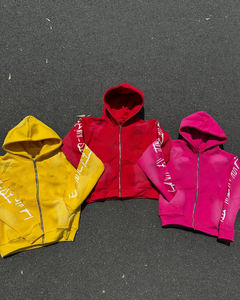 Sudadera con Capucha y Cremallera Estilo Streetwear, 380 GSM, Lavado Ácido, Logotipo Personalizado Impreso, Sudadera Extra Grande para Hombre, Fabricante de Ropa Urbana - Product Image 3