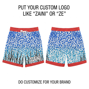 Shorts en maille de coton premium 180 GSM, bleu ciel et rouge uni, avec logo personnalisé, taille mi-haute, fermeture à cordon, séchage rapide, respirant, écologique - Product Image 5