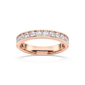 Anillo de banda Unisex con ajuste de canal de media eternidad de diamante redondo creado en laboratorio de 1,00 quilates de/VS hecho en oro sólido - Product Image 5