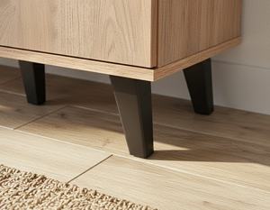 Mueble de Cocina Moderno de Madera de Roble, Aglomerado de 120L, Aparador, Alacena con Tapa de Mármol Blanco y Cajón - Product Image 5