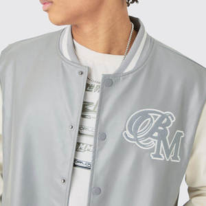 แจ็กเก็ตเบสบอลสำหรับผู้ชายเสื้อแจ็กเก็ตกันหนาวแบบลำลองปกตั้งมีหลายสี - Product Image 3