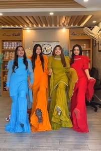 Venta al por mayor HENIXA CREATION elegante diseñador bordado Slim Fit Sharara traje para mujeres indio pakistaní fiesta desgaste lavable - Product Image 2