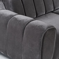 Canapé d'angle carré inclinable moderne de luxe en velours italien de haute qualité, convertible, gris foncé, avec fonction massage et gonflable