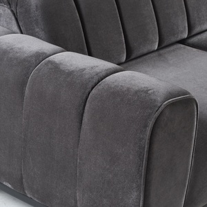 Juego de sofá seccional convertible de tela de terciopelo italiano de alta calidad de lujo moderno Color gris oscuro para sala de estar - Product Image 4