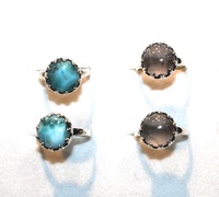 Feiner Ring aus 925er Sterling silber mit natürlichem Larimar-Mondstein-Karneol-Edelstein vom indischen Hersteller