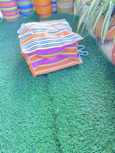 Sacs à provisions indiens écologiques multicolores tissés en nylon recyclé rayé pochettes du marché fabriqués en Inde matériau PP - Product Image 3