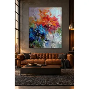 Impression sur toile Fida : Fleur d'oranger parmi des feuilles bleues - Product Image 2
