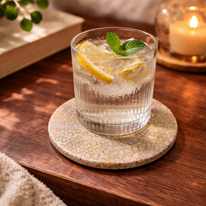 Sous-verre en agate à motif corail naturel – Sous-verre rond poli à la main pour boissons – Protection de table décorative haut de gamme de 10 cm - Product Image 4