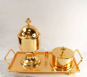 Ensemble de brûleurs d'encens carrés en métal arabe écologiques M R Handicrafts, encens indien, décoration de la maison, hôtel, fête de famille, plateau parfumé - Product Image 3