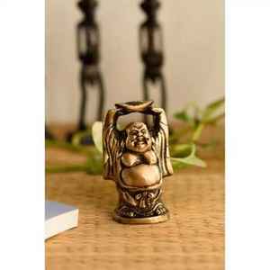 รูปปั้นพระพุทธรูปหัวเราะทองเหลืองแปลกใหม่ของตกแต่งฮวงจุ้ยที่สมบูรณ์แบบสำหรับบ้านสำนักงานพลังงานบวกและของขวัญโชคดี - Product Image 2