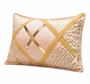 Funda de cojín decorativa negra de jacquard con patchwork y bordado, con cremallera - Product Image 1