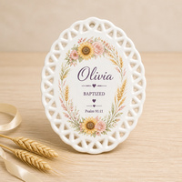 Plaque en céramique ovale blanche impeccable à motif treillis, élégante pièce de décoration de table pour buffet et coin spirituel, idéale pour l'aménagement intérieur